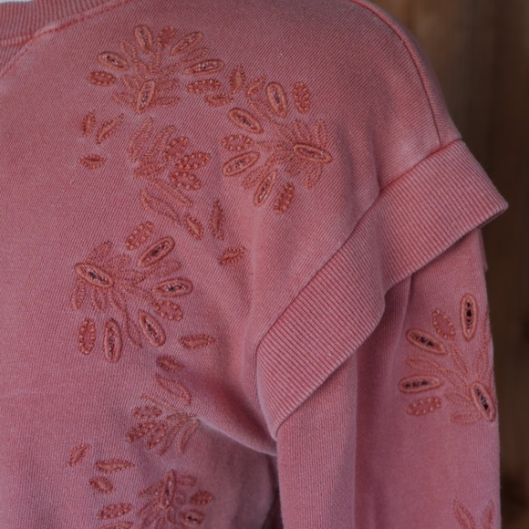 Democracy Long Sleeve Flange Shoulder Mineral Wash Sweatshirt In Toasted Pumpkin - Picture 8 of 17